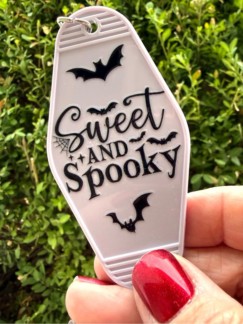 Vintage style motel key 3.5 inch keychain Halloween-themed gift idea